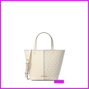 Chic Compact Crossbody Bag Mixed Media Canvas Leather Adjustable Strap